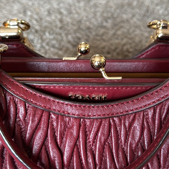 Coach Madison Satchel Bag Gathered Leather Brick Red - Picture 7 of 15